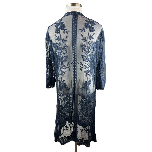 Lane Bryant Floral Lace Sheer Kimono Open Front Overpiece Duster Plus Size 22/24 - Picture 6 of 12